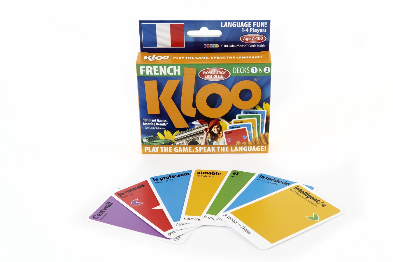 KLOO's Learn to Speak French Language Card Games Pack 1 Decks 1 & 2 