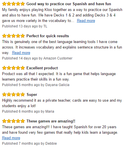 Reviews of KLOO Spanish Games